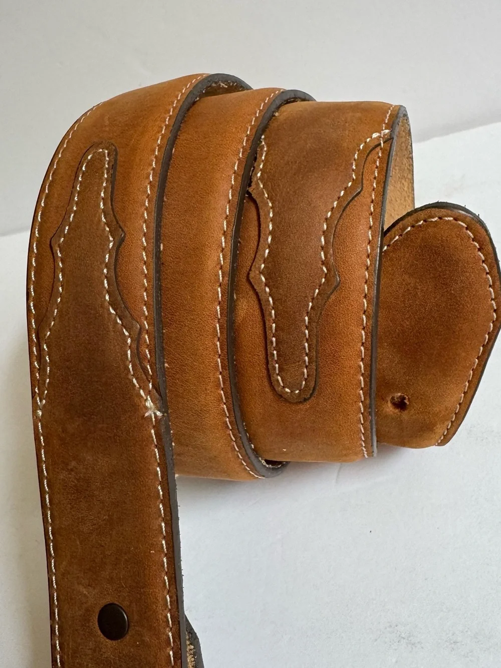 Justin Brown Top Grain Leather Western Cowboy Belt Made USA Mens Size 38 Ranch